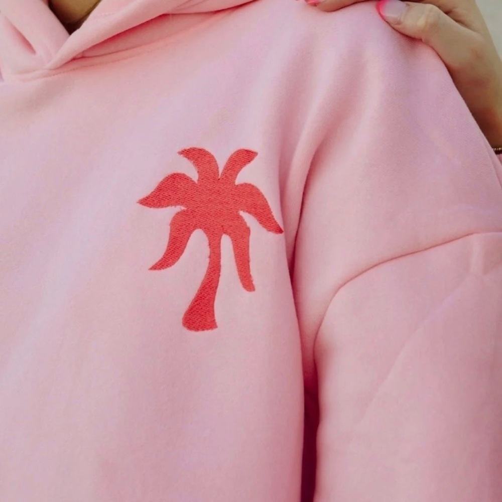 Pink palm puff hoodie genuine size small Fast ship